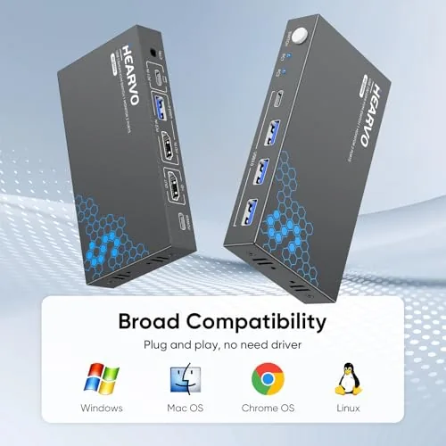 The Hearvo USB 3.0 HDMI + USB-C KVM Switch 1 Monitor compared in context