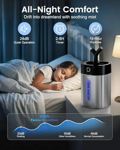 The Feekaa Stainless Steel Humidifier Dishwasher Safe, 4L/1Gal Cool Mist Humidifiers in real use