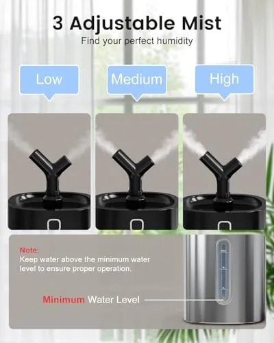 Another view of the Feekaa Stainless Steel Humidifier Dishwasher Safe, 4L/1Gal Cool Mist Humidifiers