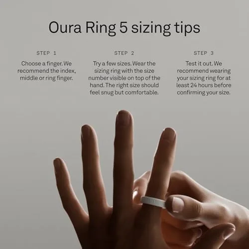 Oura sizing ring worn on an index finger during the fit test