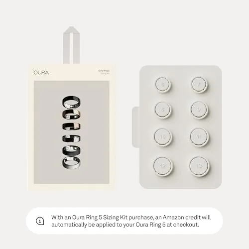 Oura sizing rings next to a standard jewelry ring sizer for comparison