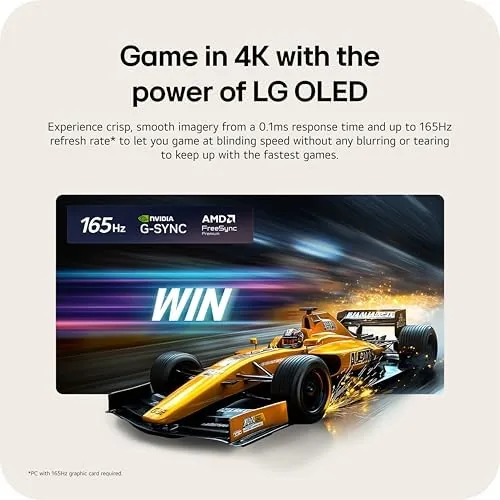 A cozy bedroom scene with the LG 42-inch OLED evo television mounted on the wall
