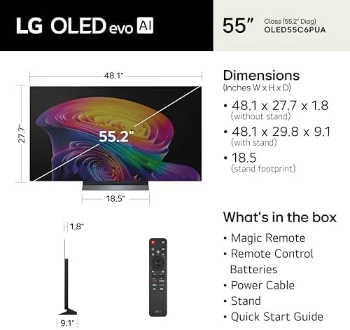 Close up of the slim bezel and the rear port bay of the LG C6 television