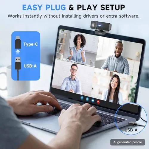 Another view of the PHILIPS 4K Webcam for PC with Microphone, Computer Camera for