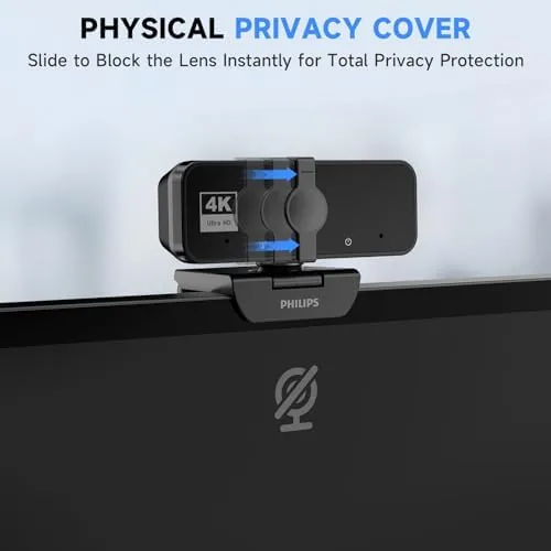 The PHILIPS 4K Webcam for PC with Microphone, Computer Camera for compared in context