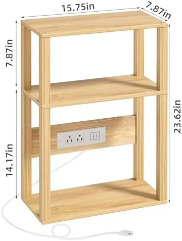Close look at the YUFAM 3-Tier Narrow Bedside Table with Charging Station, Skinny Nightstand build quality