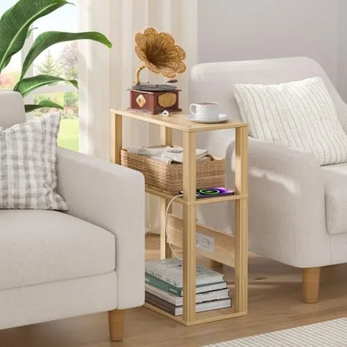 Testing the YUFAM 3-Tier Narrow Bedside Table with Charging Station, Skinny Nightstand over two weeks