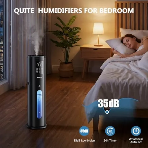 The smart app control screen showing humidity level and mist level selection