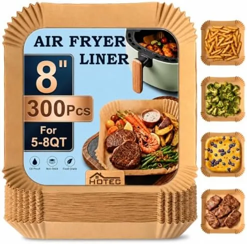 HOTEC Air Fryer Liners Disposable, 300 PCS 8 Inch Square Parchment Paper Liners for Review: Tested and Rated