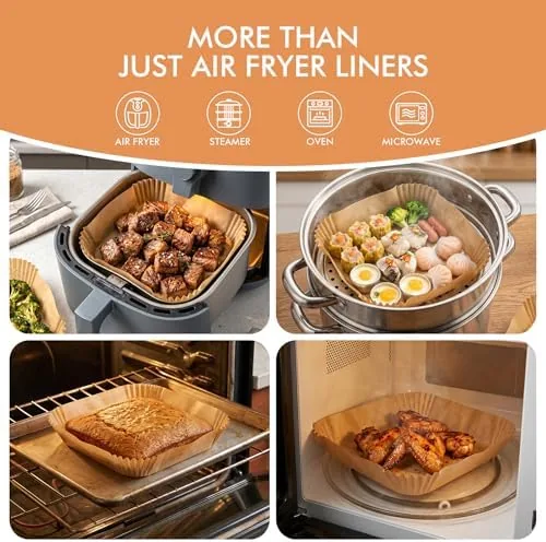 The HOTEC Air Fryer Liners Disposable, 300 PCS 8 Inch Square in real use