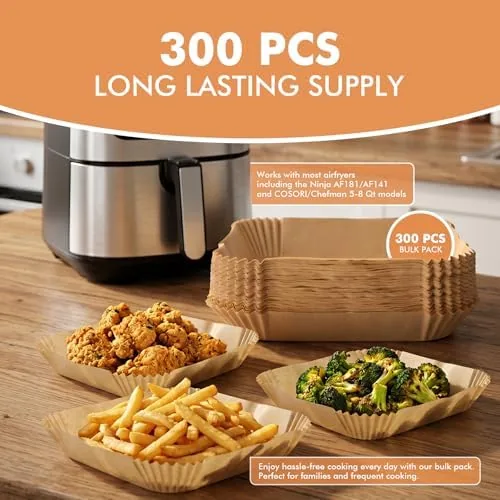 Testing the HOTEC Air Fryer Liners Disposable, 300 PCS 8 Inch Square over two weeks