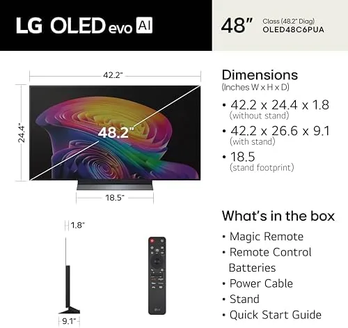 Close up of the slim bezel and the aluminum stand on the LG C6
