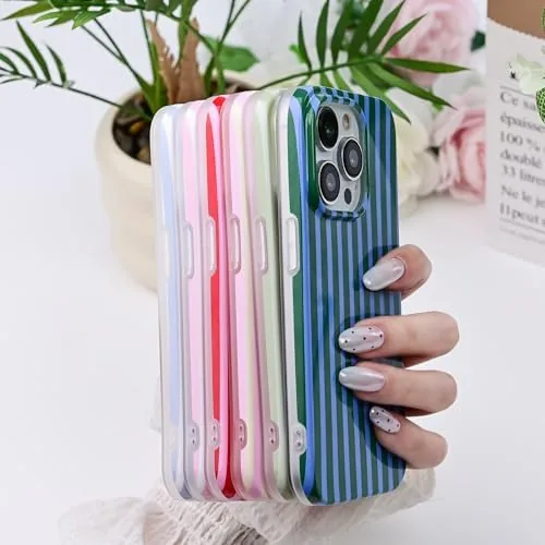 Close look at the Cute Striped Case for iPhone 14 Pro Max 6.7",Pink/Yellow | build quality