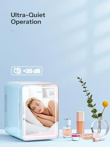 Another view of the Reemix Skincare Fridge, Mini Beauty Fridge with LED Mirror |