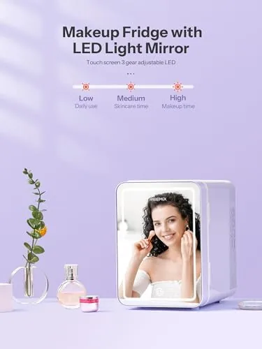 Close look at the Reemix Skincare Fridge, Mini Beauty Fridge | with LED Mirror build quality