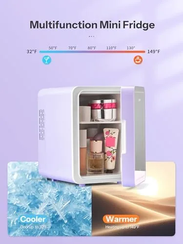 The Reemix Skincare Fridge, Mini Beauty Fridge | with LED Mirror in real use