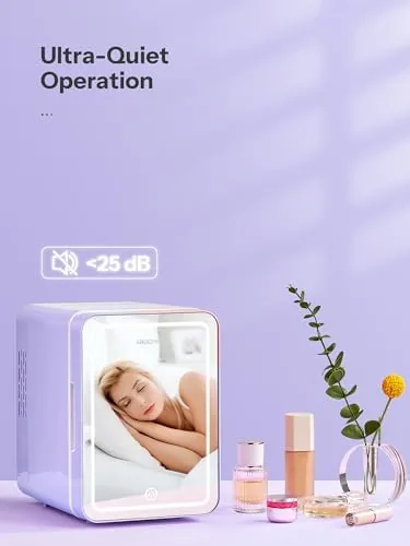 Another view of the Reemix Skincare Fridge, Mini Beauty Fridge | with LED Mirror