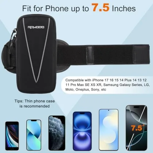 Another view of the Phone Holder for Running Women Men, Large Capacity Armband 7.5"