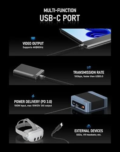 The mini PC compared with a laptop and a desktop tower on a desk
