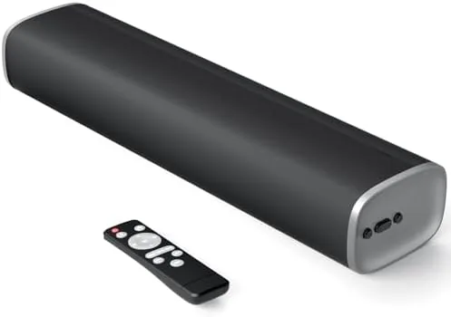 The MZEIBO sound bar mounted under a television in a living room