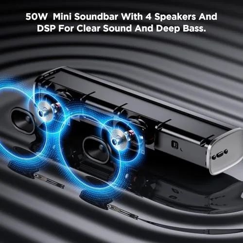 The rear of the sound bar showing the ARC, optical, and AUX connections