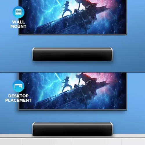 The MZEIBO sound bar next to a premium sound bar and a television