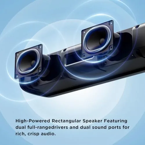 A close up of the sound bar showing the compact length and the control buttons
