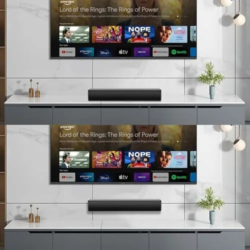 The sound bar connected to a smart television with a single HDMI cable