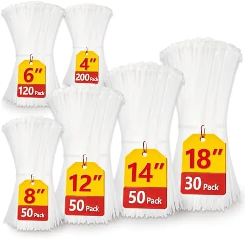 White Zip Ties Assorted Sizes(4″+6″+8″+12″+14″+18″), 500 Pack, Clear Zip Ties, White Cable Ties, Wire Review: Tested and Rated