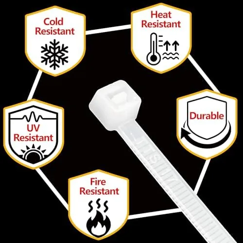 The White Zip Ties Assorted Sizes(4″+6″+8″+12″+14″+18″), 500 Pack, Clear Zip Ties in real use