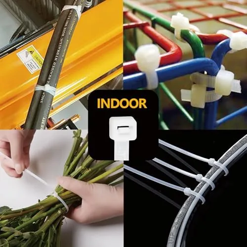 Another view of the White Zip Ties Assorted Sizes(4″+6″+8″+12″+14″+18″), 500 Pack, Clear Zip Ties