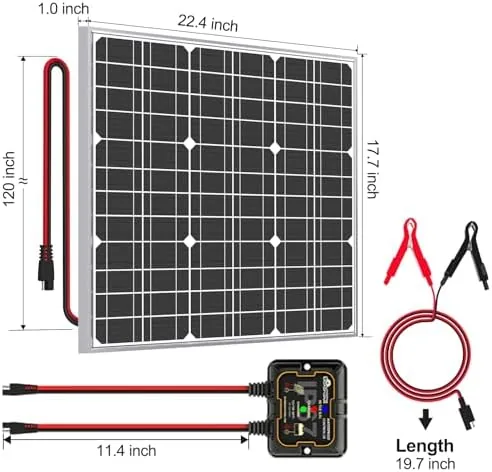 Testing the Solar Panel Kit 50W 12V, Solar Battery Trickle Charger Maintainer over two weeks