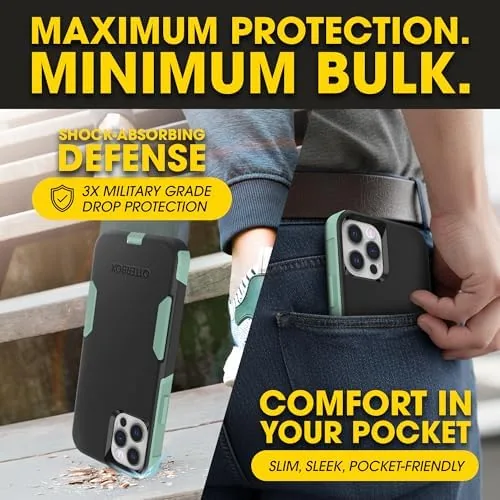 The cased phone sitting on a table next to keys and a wallet showing the black and teal finish