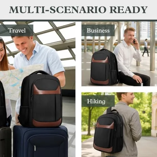 The 17" Travel Laptop Backpack, Airline Approved Bag, Black Brown | compared in context