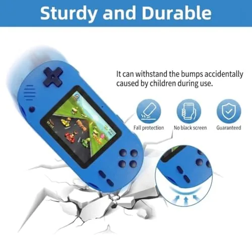 The 300-game kids handheld next to a single-game keychain console for comparison