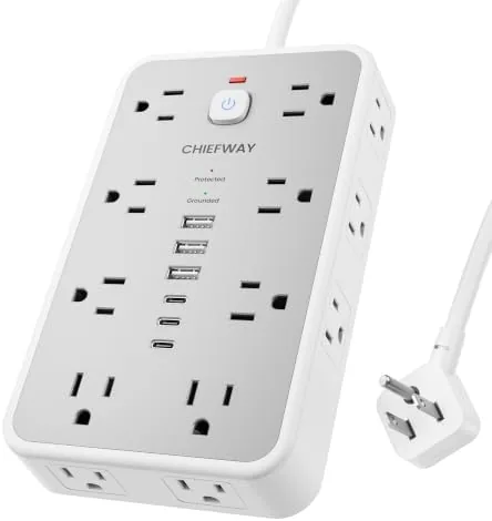 Overview of the 6 FT Surge Protector Power Strip with 6 USB, 16
