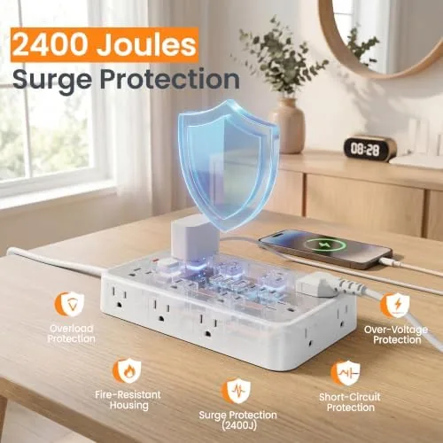 The 6 FT Surge Protector Power Strip with 6 USB, 16 in real use