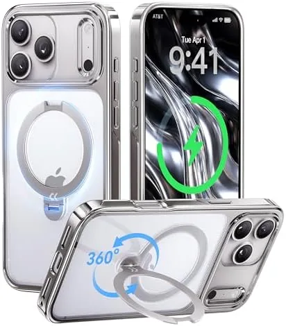 Overview of the CASEKOO Silver for iPhone 17 Pro Case with 360 Spin