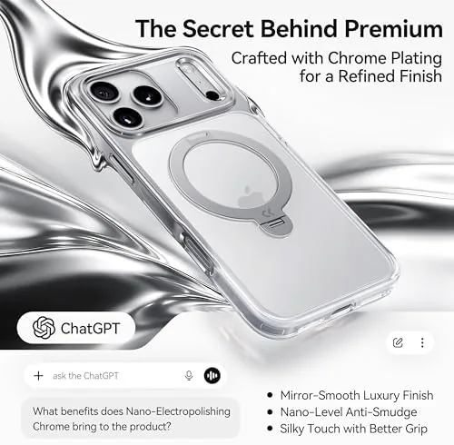 Close look at the CASEKOO Silver for iPhone 17 Pro Case with 360 Spin build quality