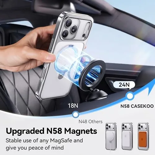 Another view of the CASEKOO Silver for iPhone 17 Pro Case with 360 Spin