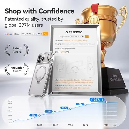 The CASEKOO Silver for iPhone 17 Pro Case with 360 Spin compared in context