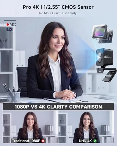 Close look at the AOC 4K Webcam for PC, Sony Sensor, 1080P 60FPS Streaming build quality