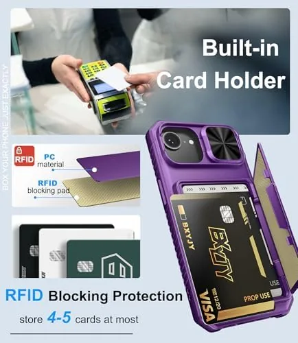 Another view of the BXYJY for iPhone 17e/16e Case Wallet with 2 Screen Protector