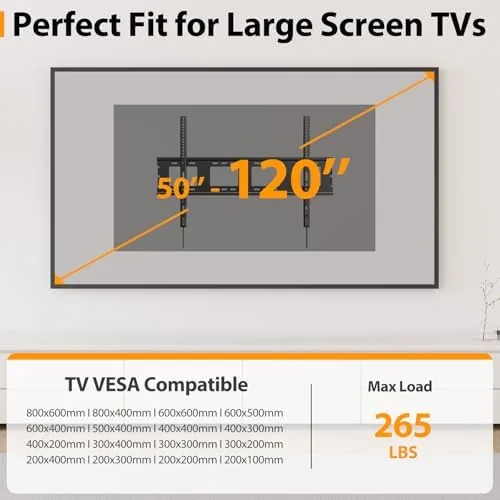 Close look at the Large Fixed TV Mount for 50-120 inch LED LCD Flat build quality