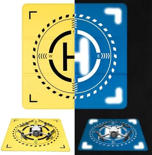 Nighttime reflective drone landing pad folded and laid flat