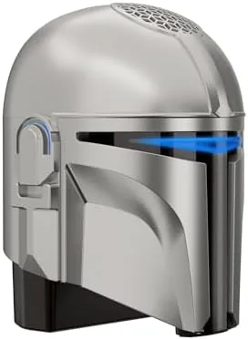 Echo Dot Star Wars bundle glowing blue in a dark room