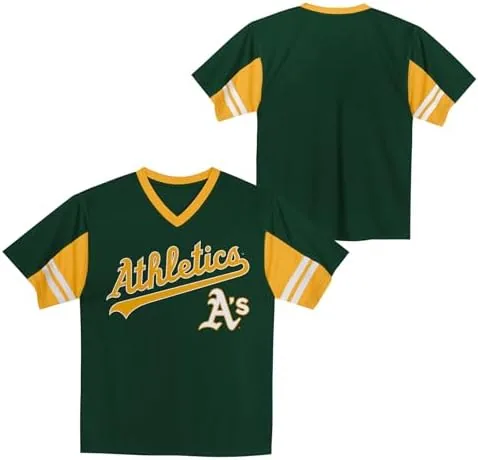 Child wearing the MLB V-neck jersey at a baseball game