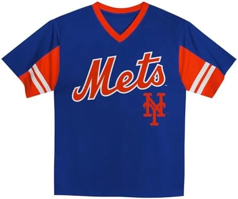 MLB kids jersey worn with cap and glove at a field