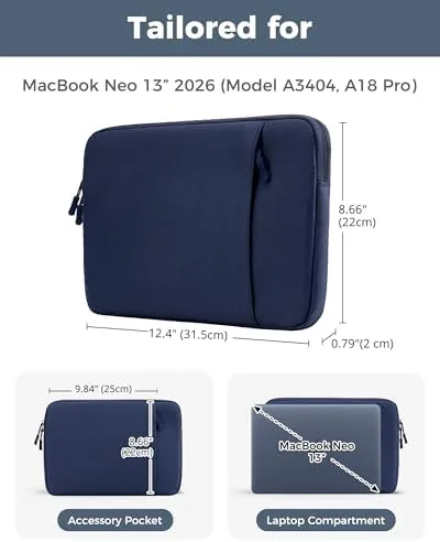 Close look at the ProCase MacBook Neo 13 Inch Sleeve for 2026 (A3404, A18 build quality
