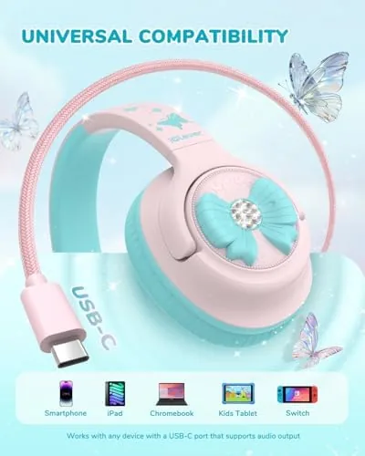 The iClever C371 USB C Kids Headphones with Cord for School in real use